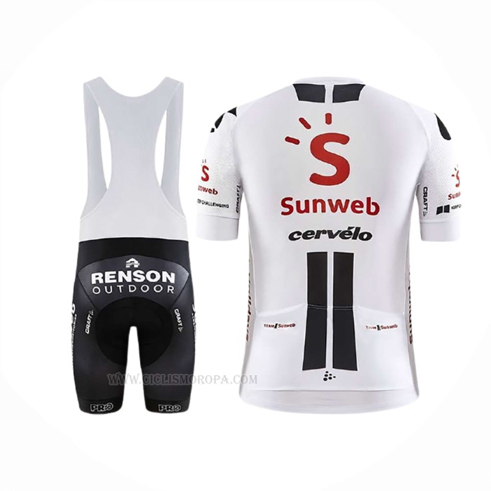 2020 Ropa Ciclismo Sunweb Blanco Mangas Corta y Culotte Corto